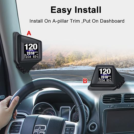 KAOLALI Head Up Display for Car Digital Speedometer Display GPS+OBD2 Dual System Smart Gauge MPH Clock RPM Over Speed Alarm Odometer for All Vehicle