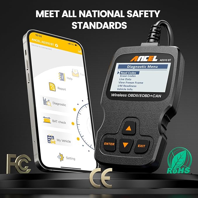 (Upgraded AD310) ANCEL AD310BT OBD2 Scanner Bluetooth - Check Engine Code Reader, Escaner Automotriz with Premium App On iOS & Android, Car Diagnostic Scanner for All Vehicles After 1996