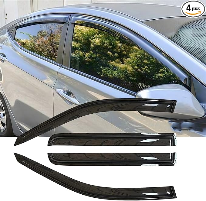 Rainproof Side Window Wind Deflectors for 2021-2024 Hyundai Elantra, Tape-on Sun Rain Guard Sets,Nice Looking Window Visors for Cars,Vent Deflector for 21-24 Hyundai Elantra 94169