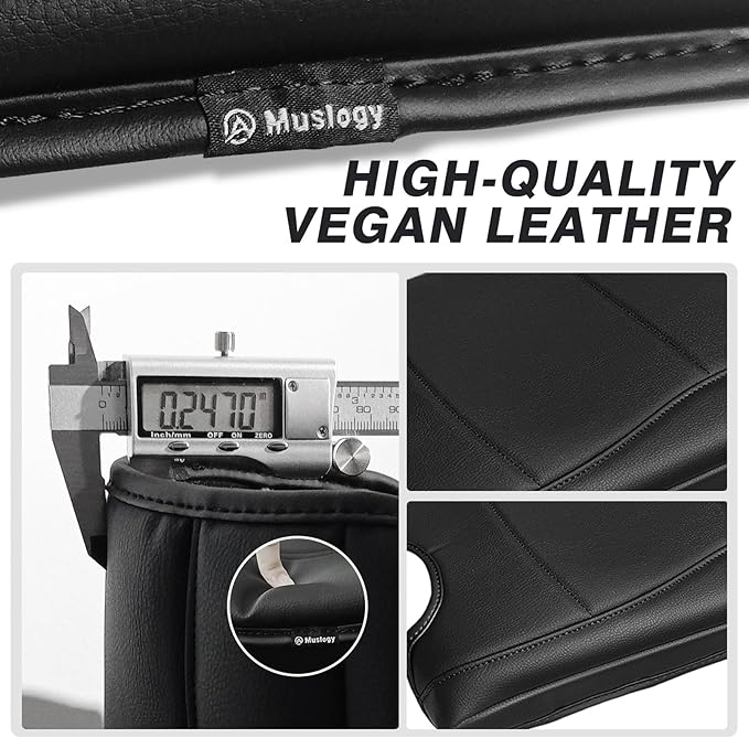 Muslogy Center Console Armrest Cover Compatible with Ford F-150 F150 2015-2024 2025 Comfort Armrest Pad Arm Rest Cushion Vegan Leather Protector Regular Thick(Jump Seat ONLY)