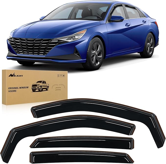 Nilight in-Channel Rain Guards for Hyundai Elantra 2021 2022 2023 2024 2025, Vent Window Visors, Original Window Deflectors-4PCS
