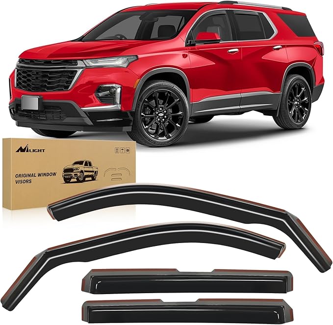Nilight Durable in Channel Rain Guards for Chevrolet (Chevy) Traverse 2018 2019 2020 2021 2022 2023 Window Deflectors, Vent Window Visors-4pcs