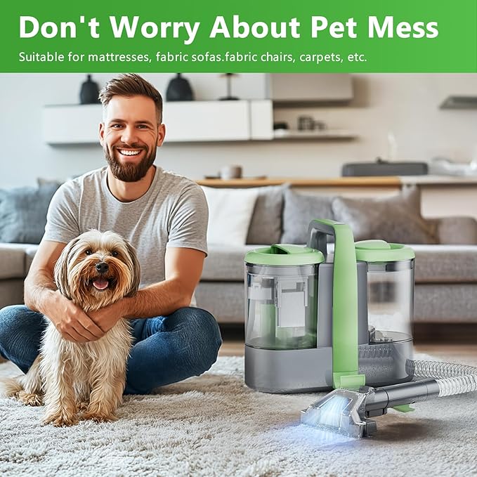 Carpet Cleaner Machine, 18Kpa Portable Carpet Spot and Upholstery Cleaner, 500W Powerful Suction Deep Couch Cleaner Machine with Handle for Pet Stains, Sofa, Car Seat, Furniture