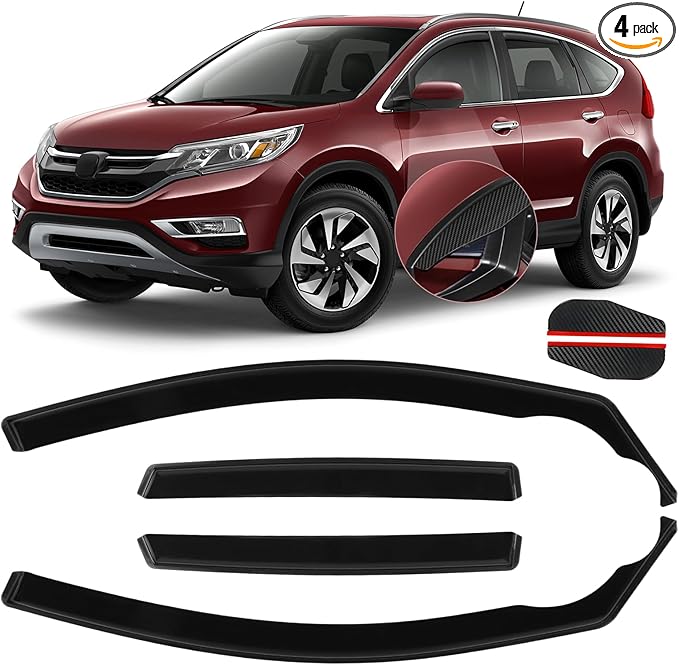 in Channel Window Visors Rain Guards Fit for 2012 2013 2014 2015 2016 Honda CRV, Durable Vent Wind Deflectors Shades Shield for 12 13 14 15 16 CR-V SUV