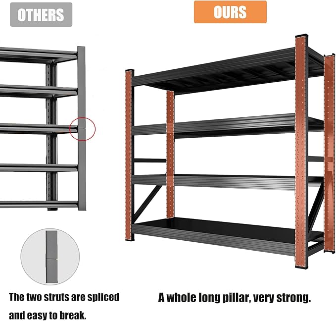 5000LBS Garage Shelving 59" W Heavy Duty Storage Shelves, 4 Tier Industrial Adjustable Metal Shelves, Shelving Units for Garages, Warehouses