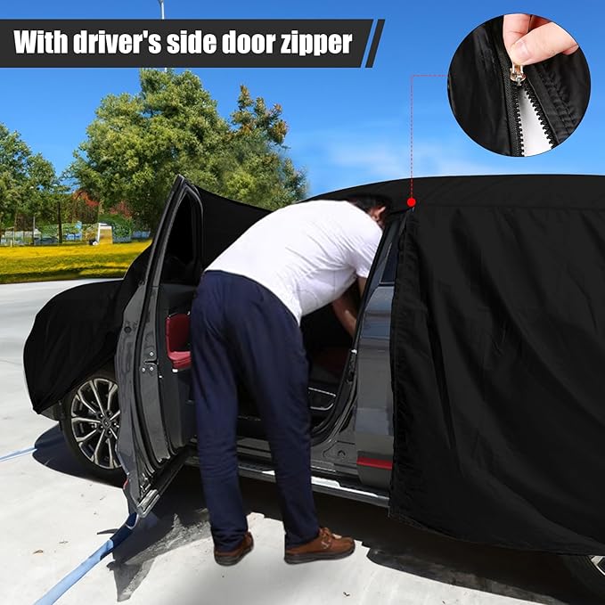 Waterproof Car Cover Compatible with Toyota C-HR 2018-2025, Black 210T Inside Cotton Cover with Door Zippers for Snow Rain Dust Outdoor Protection
