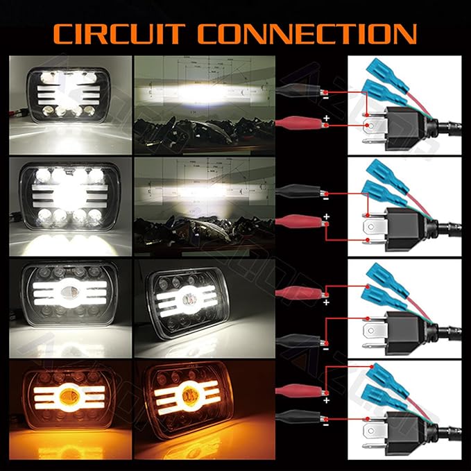 5x7 7x6 Inch LED Headlights, H6054 80W Headlights, Turn Signals, DOT Approved, High/Low Beam, DRL, Compatible with Jeep Wrangler YJ, Cherokee XJ, Chevy Express, Ford F150, Cars, Trucks, Pickups