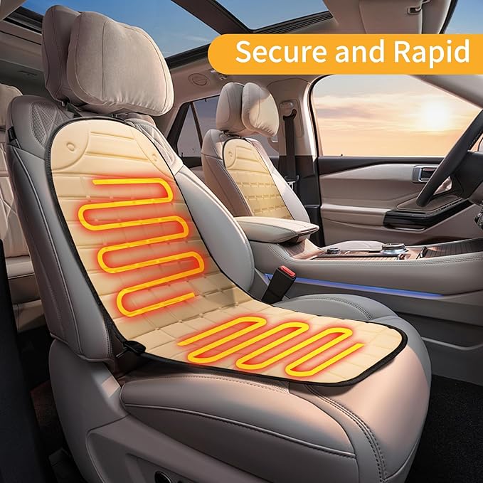 Seat Cover for Cold Weather, Winter Seat Cushion with Adjustanle Buckle for Full Back and Seat (2, Khaki)