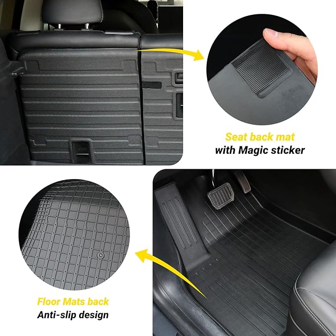 Floor Mat for New Model Y Juniper 2025 2026 9PCS Floor Mats with Second Row Seat Back Mats for Tesla Model Y All Weather TPE Model Y Floor Mats Accessories-(Only for Model Y Juniper)