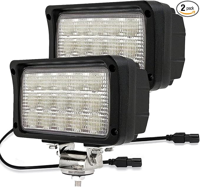 2PACK 6.3IN 45W Led Work Lights 12v/24v 4500LM 6500K Rectangular Foglights,Waterproof Offroad Flood Led Light Bar for Tractor,Truck,Combine,Heavy Equipment,with DT Connector