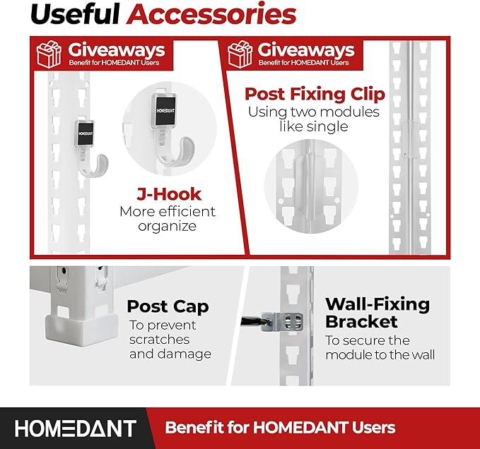 HOMEDANT White 5 Tier Laminated Boltless Heavy Duty Garage Storage Adjustable Wide Size Metal Shelving Unit Utility Rack Shelves Organization Shelf Shed Warehouse 47.7" W x 18.2" D x 71.3" H 2Pack