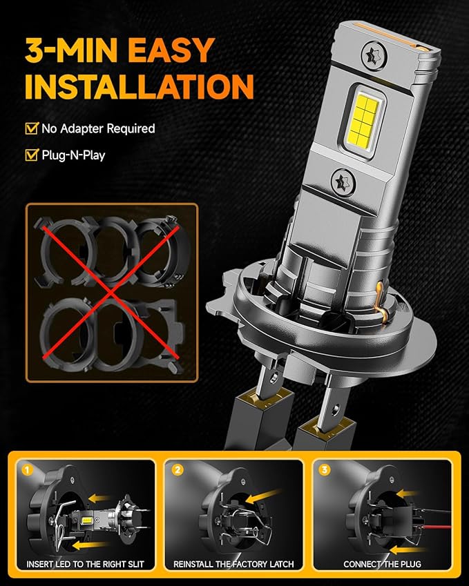 FAHREN 2025 Upgraded H7 Light Bulbs, Super Brighter Lighting Bulb, 1:1 Halogen Mini Size H7 Bulb with Fan, Off-Road Use or Fog Light Bulbs No Adapter Required Plug-and-Play, Pack of 2
