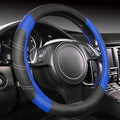 CAR PASS Line Rider Microfiber 14 Inch Leather Sporty Steering Wheel Cover Universal Fits for Truck,SUV,Cars, Anti-Slip Safety Comfortable Desgin (Black-Blue)