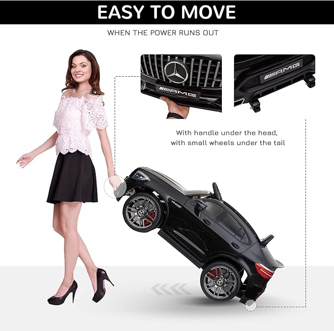 Aosom 12V Toddler Ride On Car with Remote Control, Mercedes Benz AMG GLC63S Coupe, Electric Car with 2 Speed, MP3 Player, Light, Horn, Songs, Suspension, Black