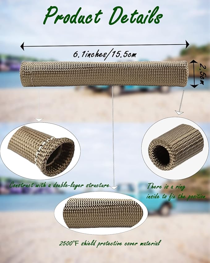 Spark Plug Wire Heat Shield - 8 PCS 2500° Spark Plug Heat Sleeve, 6 Inches Spark Plug Wire Boots Protector Protection Cover Replacement for LS1 / LS2 SBC BBC 350 454 Car Truck, Titanium
