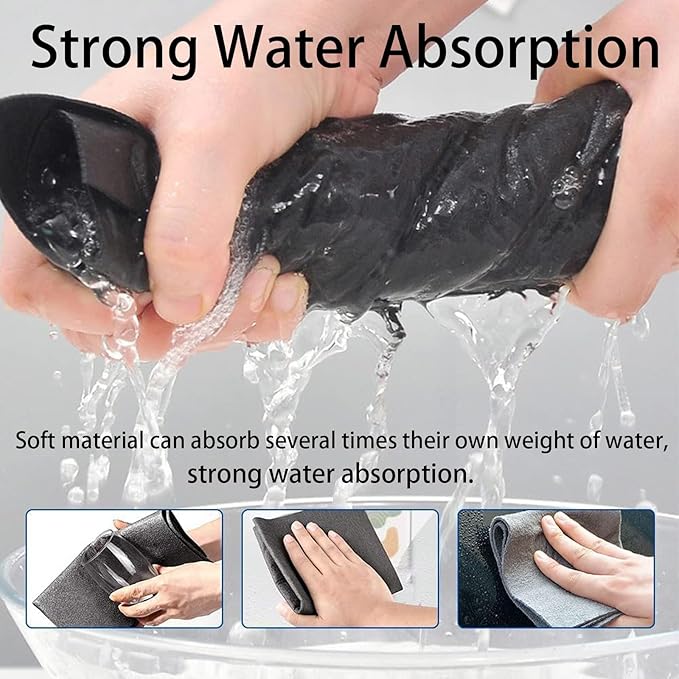 FETNHU Non-Woven - Super Absorbent 11.8" x 11.8" Lint-Free Cleaner, Reusable Thickened Magic Cleaning Cloth, Multipurpose Magic Cloths for Cleaning Glass, Cars, Kitchen, Window, Mirrors (30PCS-Gray)