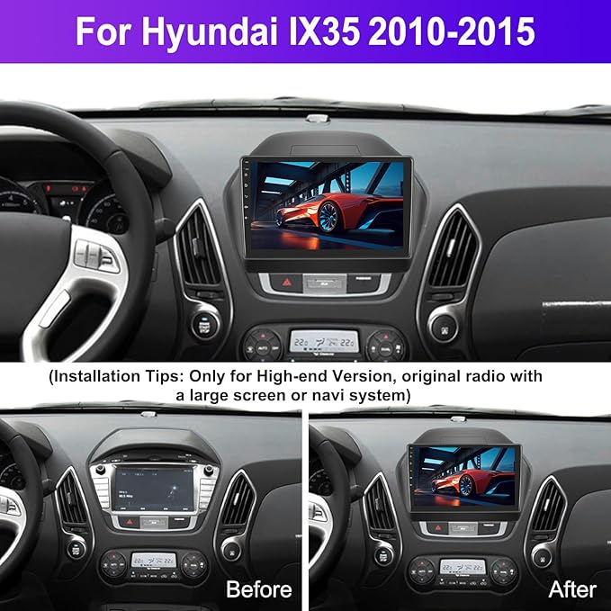 SIXTOP 2+64G Android Car Stereo for Hyundai Tucson IX35 2010-2015 Carplay Android Auto Upgrade Radio 10 inch Touch Screen Bluetooth GPS Navigation Mirror Link 26UI FM RDS WiFi SWC+ AHD Camera & MIC