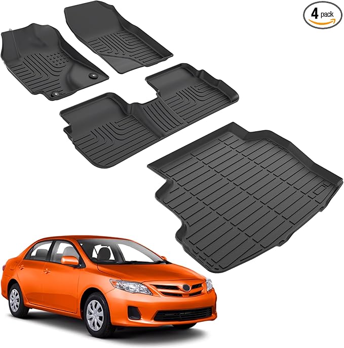 for Corolla Floor Mats 2013 2012 2011 2010 2009,Car Mats for Corolla All Weather Floor Mats Cargo Liner Accessories Rubber Car Mat 2009-2013