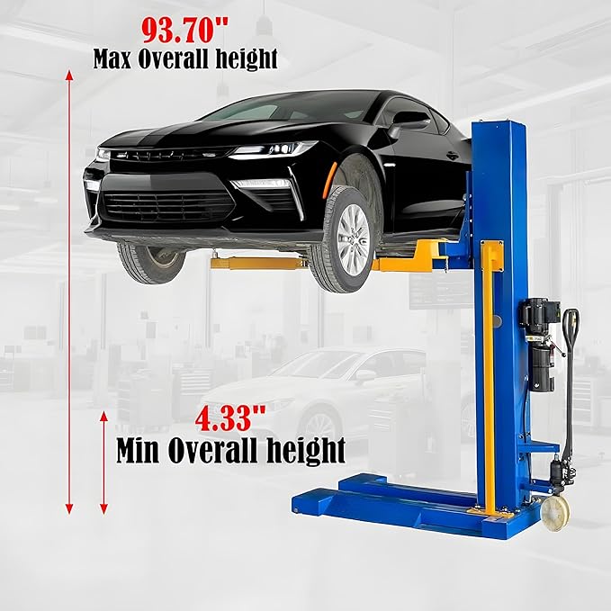 Car Lift Single/2 Post Auto Lifts, 6200/9000/10000LBS Capacity, 240V Hydraulic Truck Hoist, Heavy Duty Auto Lift with Safety Locks for Home Garage (6200LBS Single Post, 1)