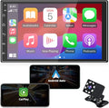 Double Din Car Radio Support Wireless CarPlay & Wireless Android Auto, [2G+32G] 7 Inch Touchscreen Car Stereo with Bluetooth+WiFi+RDS/FM+GPS Navi+Backup Cam+Mirror Link,Car Audio Receivers