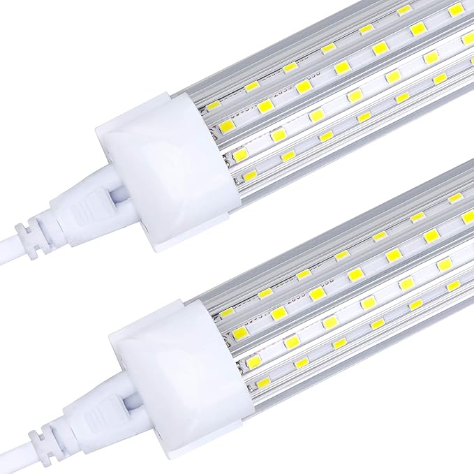 (20-Pack) 8ft LED Shop Light Fixture, 144W 18000LM 6000K, Cold White, U Shape, Clear Cover, Hight Output, Linkable Shop Lights, T8 LED Tube Lights, 8 LED shop lights for garage 8 foot with plug