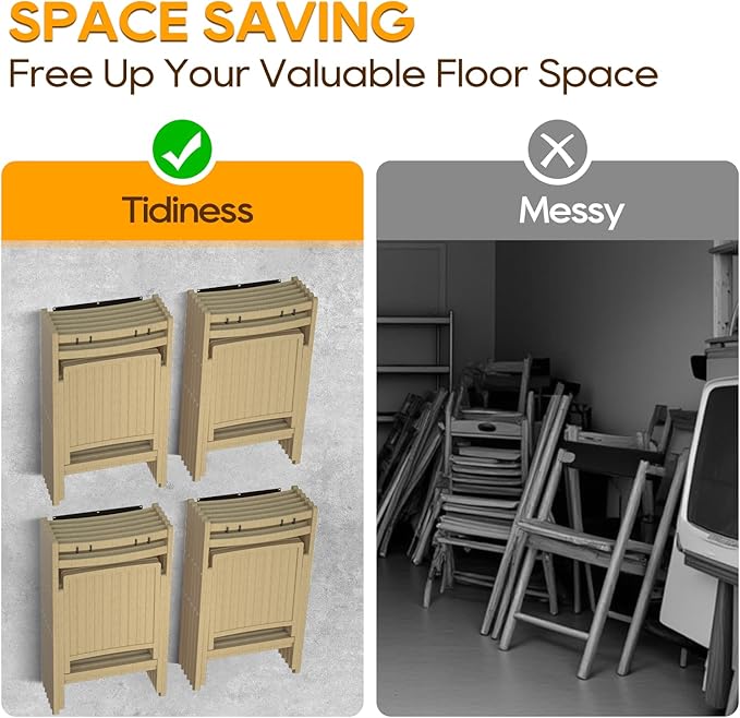 2-Pack Folding Chair Storage Rack – Heavy-Duty Wall Mount Hanger for Garage, Yard, Lawn Chairs – Solid Metal, Holds 240 lbs – Space-Saving Organizer for Camping & Beach Chairs