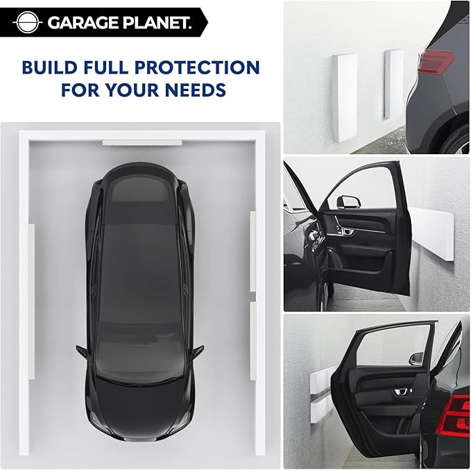 WP01 Garage Wall Protector Car Door Protector, Tool-Free, Designed in Australia (White, 4 Pack)