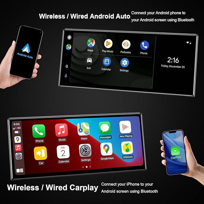 PEMP Linux 12.3" Ultra-Thin Screen E70 E71 CIC Wired Wireless CarPlay Android Auto Mirror Link Car Radio Bluetooth Video Player Screen for BMW X5 X6 2010-2012 with a 720P AHD Reverse Camera