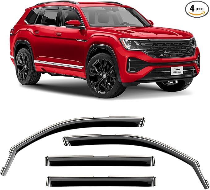 Voron Glass in-Channel Extra Durable Rain Guards for Volkswagen Atlas 2018-2025, Window Deflectors, Vent Window Visors, 4 Pieces - 200256