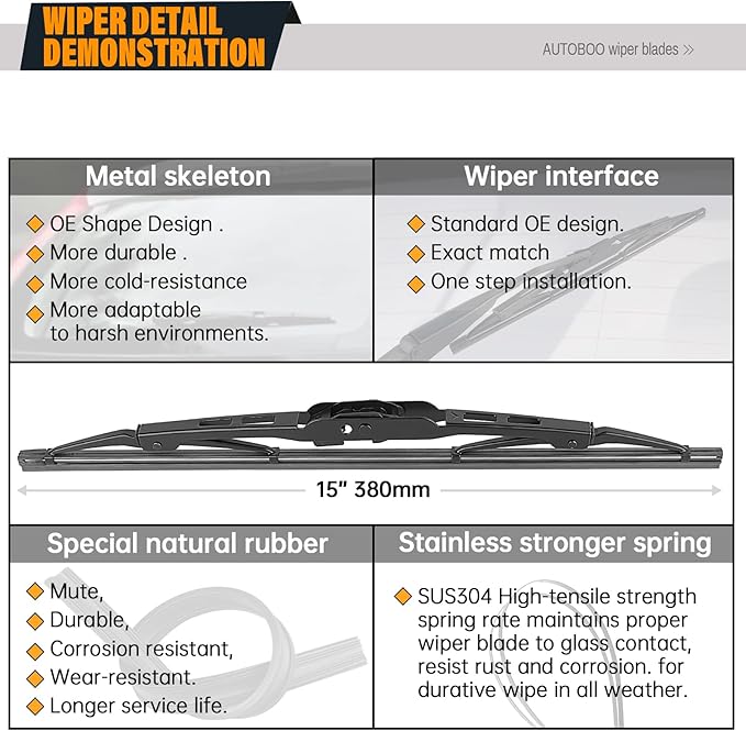 AUTOBOO 26"+14" Windshield Wipers with 10" Rear Wiper Blades Replacement for Chevrolet Trax 2013-2021 2022 2023,Buick Encore 2013-2022,Opel Mokka 2012-2020 -Original Factory Quality (Pack of 3)