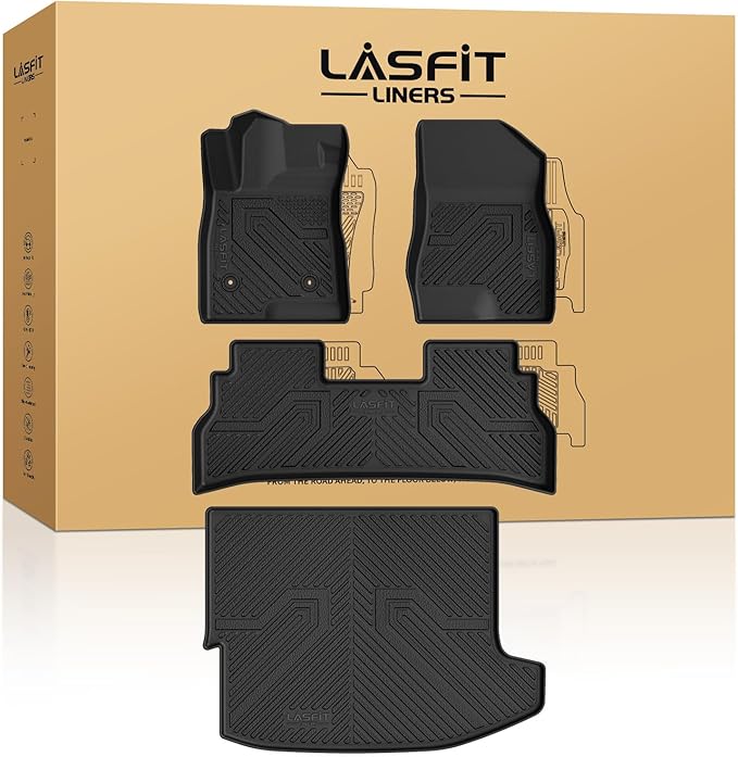 LASFIT Floor Mats & Cargo Liner for Chevrolet Chevy Trax 2024-2026, All Weather TPE Custom Fit Floor Mats for Cars, Car Floor Mats Full Set for Chevrolet Trax Accessories, Black (4PCS)