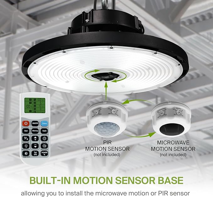 ASD LED High Bay UFO Light Fixture, Commercial Shop Lighting | 3CCT, Dimmable, IP69K Waterproof, DLC Premium, UL Listed | 500W 69700LM 3000-5000K 100-277V | Warehouse, Garage, Workshop Lamp | Black