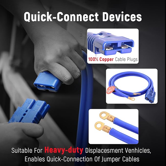TOPDC Jumper Cables,1 Gauge 30 Feet 800A Booster Cables with UL-Listed Clamps, Heavy Duty Automotive Quick Connect Booster Cables for Car, SUV and Trucks with Carry Bag