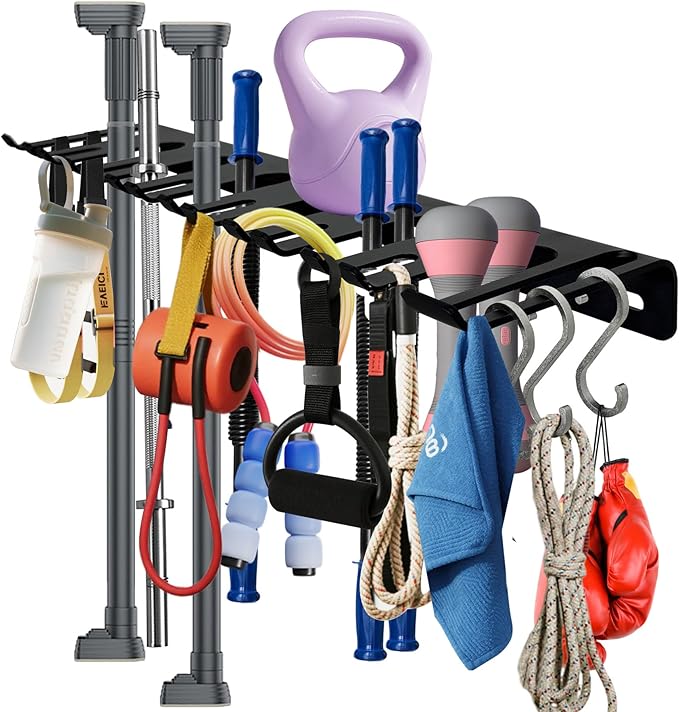 22‘’/25‘’/31‘’Black Wall-Mounted Tool Storage Rack, Suitable for Outdoor Garden, Space-Saving, Strong Storage Capacity.Barbell Wall Rack.Weight Capacity: 300 LB.-350LB