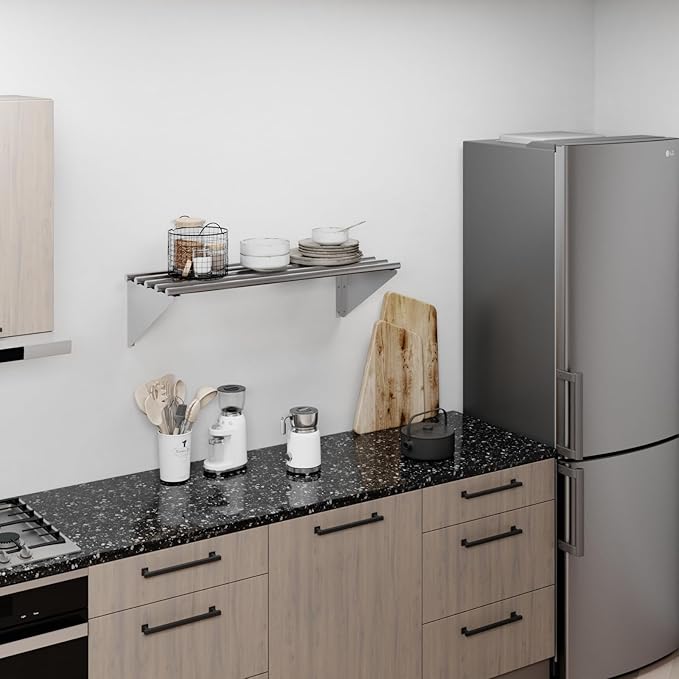 AmGood 14 in. x 36 in. NSF Stainless Steel Tubular Wall Shelf | Heavy-Duty Metal Shelving for Appliances & Equipment | Ideal for Kitchen, Restaurant, Garage, Laundry, Utility Room
