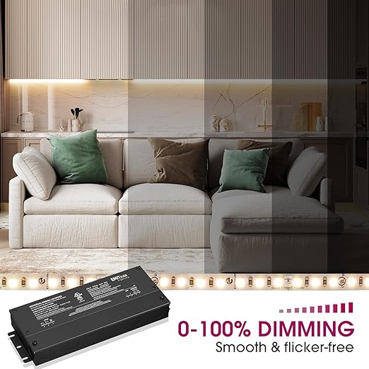 EMITEVER 384W Dimmable LED Driver, 24V 5-in-1 Dimmable Power Supply,4-Channels AC to DC Transformer for LED Light, Compatible with Lutron and Leviton Dimmer, Waterproof IP67 and UL Listed, Class 2