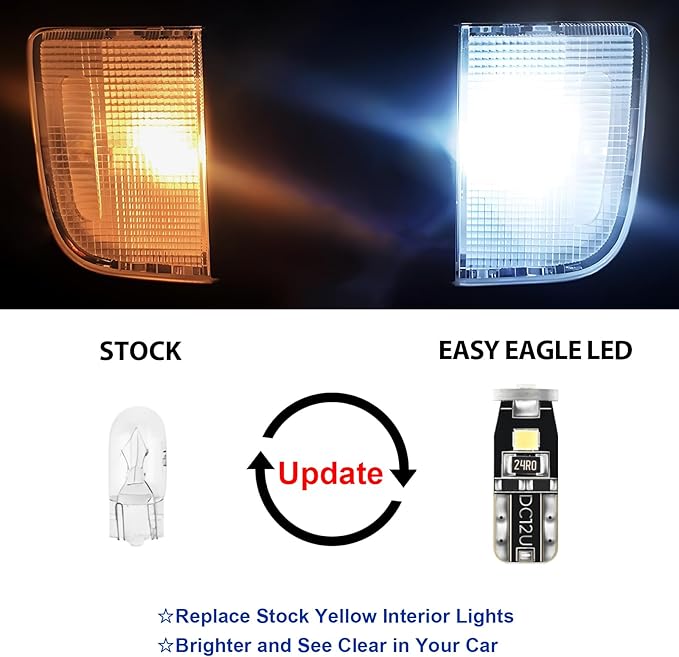 EASY EAGLE LED Interior Car Lights for Toyota-Corolla-2013-2022: 6 Piece Kit White LED Light Bulbs - Super Bright 6000K + Install Tool