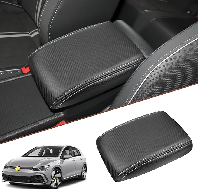 SKTU for 2020-2024 Volkswagen Golf Center Console Cover 2023 2024 Golf Armrest Cover Volkswagen Golf 2023 2024 Accessories 2023 2024 Golf Seat Box Cover 2023 Golf Center Console Cushion (Gray Line)
