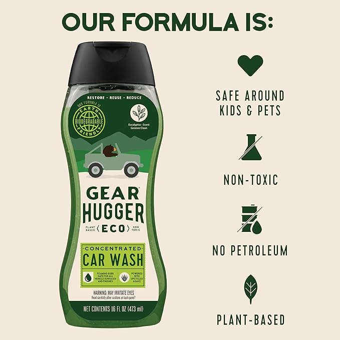 Car Wash Soap (16 oz, Pack of 1) – Eco-Friendly Car Cleaner, Biodegradable Car Wash with Natural Saponins & Eucalyptus – Safe Car Soap for All Vehicle Surfaces