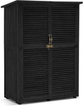 MCombo Outdoor Storage Cabinet, Wooden Storage Shed with Latch, Outside Garden Tool Shed with 2 Doors for Patio Yard Lawn, 1900 (Black, Large)