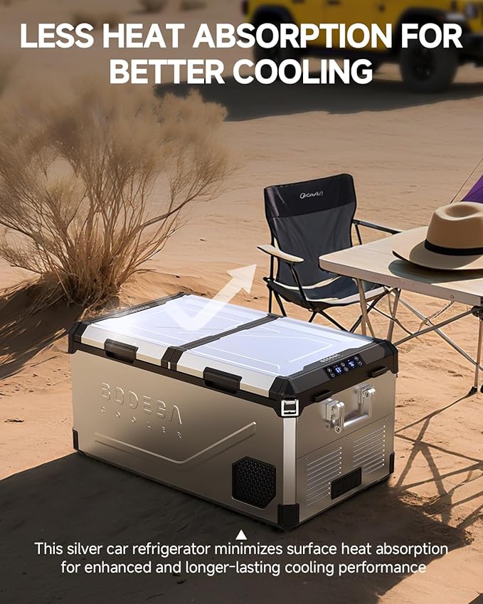 BODEGACOOLER 12 Volt Car Refrigerator, 100Quart (95L) Dual Zone Car Fridge APP Control, Portable Freezer, -4℉-68℉ RV Electric Cooler 12/24V DC &100-240V AC for Outdoor, Camping, Travel
