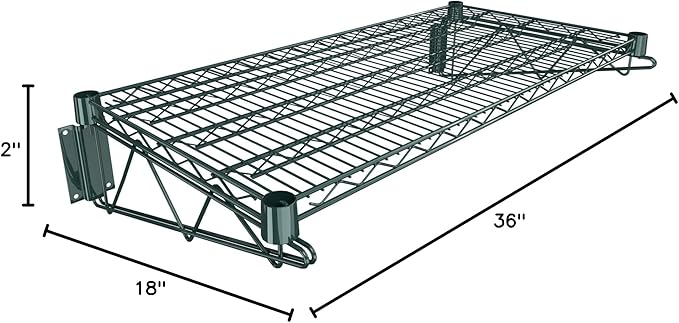 18" x 36" Green Epoxy Wire Wall Mount Shelf