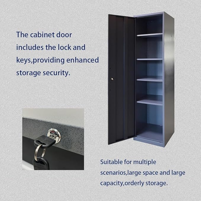 JZD Garage Storage Cabinet System, Lockable Tool Workbench Set for Workshop, Rolling Chest Included, Wall Mounting Not Necessary