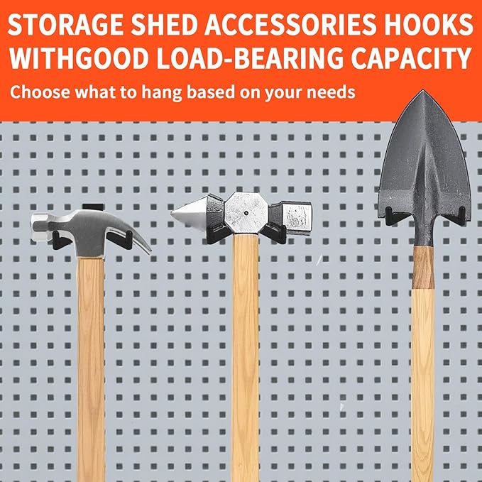 6Pcs Tool Hooks for Storage, ABS Shed Hooks Wall Shed Hanger Garage Organization Storage Accessories for Hanging Shovels Rakes Scissors Power Tools