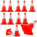Traffic Cones 18 inch 12 Pack Safety Cones Orange with Reflective Collars Fit Parking Lot,Driveway Road Traffic Control Construction Sport Cones