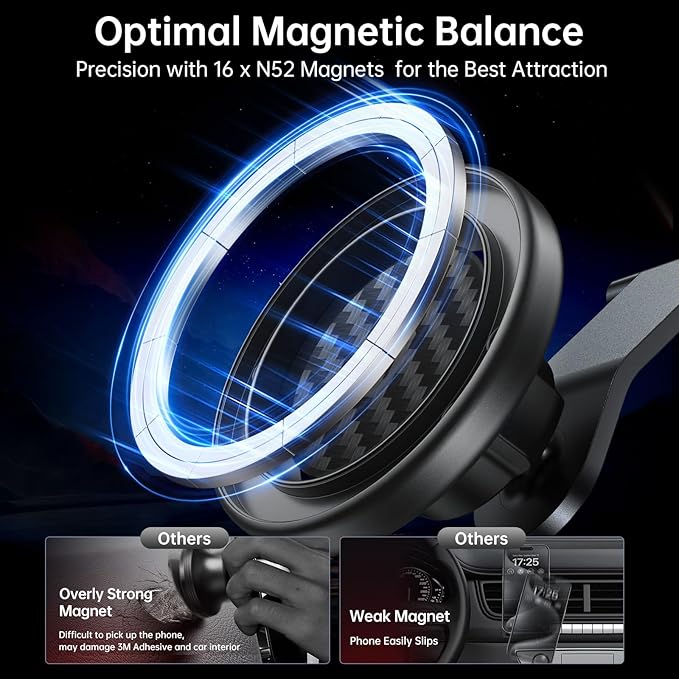 SYNCWIRE Fits MagSafe Car Mount for Universal Dashboard, Tesla Screen, Magnetic Phone Holder for Car, Foldable Aluminum Alloy Arm, Super Stable Car Mount for iPhone 16 Pro Max 15 14 13 12&All Phones