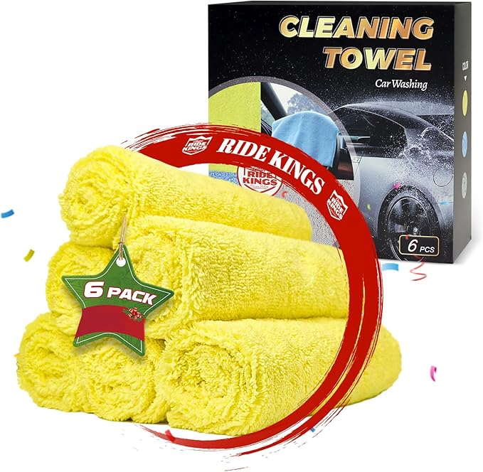 Car Wash Drying Towels,Absorbent,Lint-Free, Extra Soft,Reusable and Durable,Interior&Exterior, Microfiber Drying Towels for Cars 16in x 16in-6 Packs Yellow