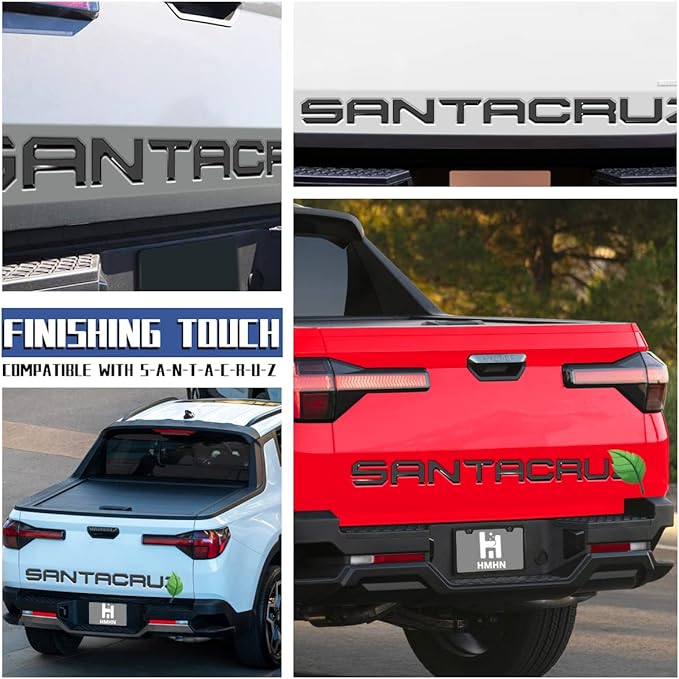 Tailgate Inserts Letters Compatible for 2022 2023 2024 2025 Santa Cruz 3D Raised & Strong Adhesive Decals Letters Rear Emblem Decal Sticker Compatible for Santa Cruz Accessories-Gloss Black