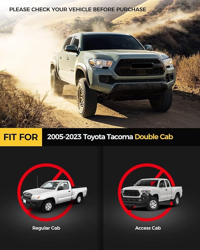 KYX Running Boards for 2005-2023 Tacoma Double Cab Pickup Truck, 5 inches Side Steps Nerf Bars Truck Step Rails