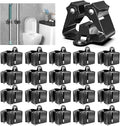 3-H Stainless Steel Broom Holder Wall Mount 20-Pack- Heavy Duty Mop Organizer, Wall Mounted Broom Storage with Secure Mounting for Kitchen Laundry Garage Bathroom (Space Saving)
